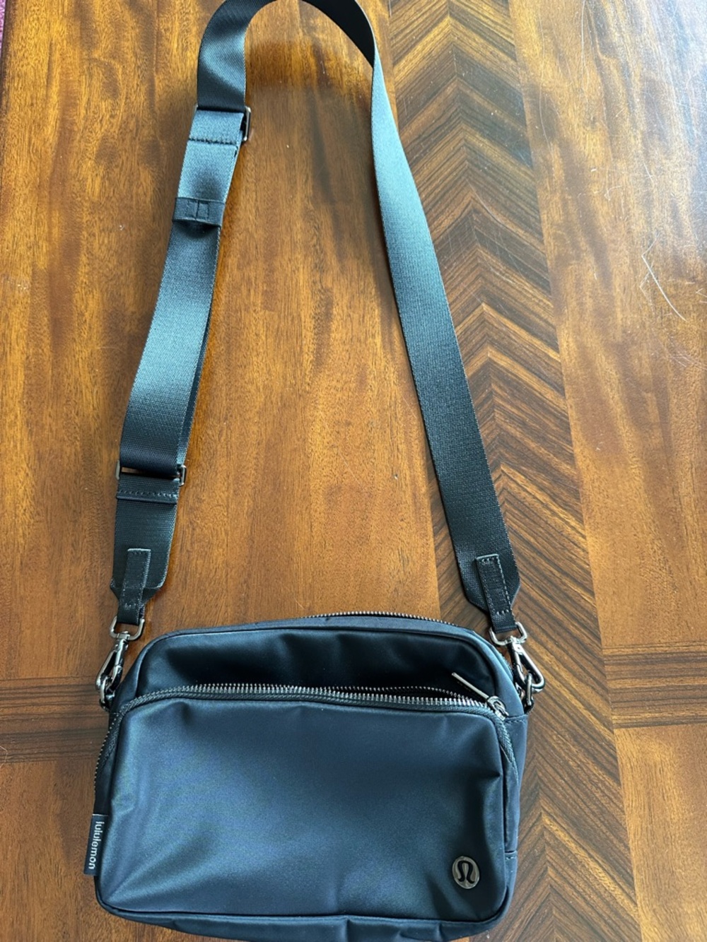lululemon athletica Black Crossbody Bag with Silver Hardware